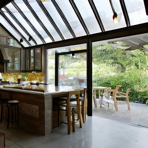 kitchen in glass veranda