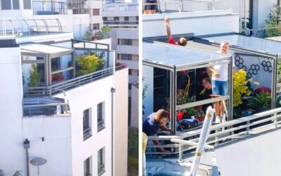 Un abri de terrasse sur les toits de Paris