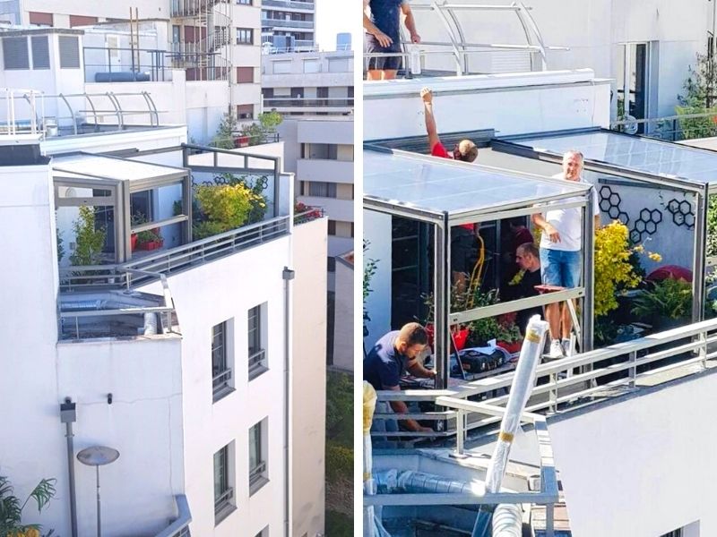 A terrace shelter on the roofs of Paris