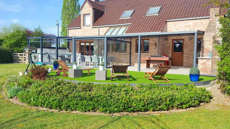 Enjoy a veranda that opens onto your garden and pool