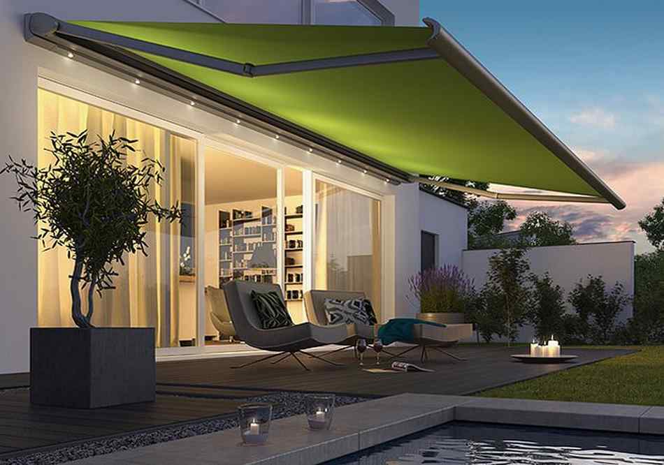 pergola avec un auvent vert pomme Verandair