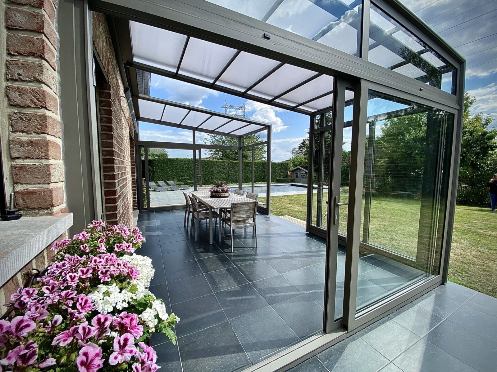 Veranda with polycarbonate roof